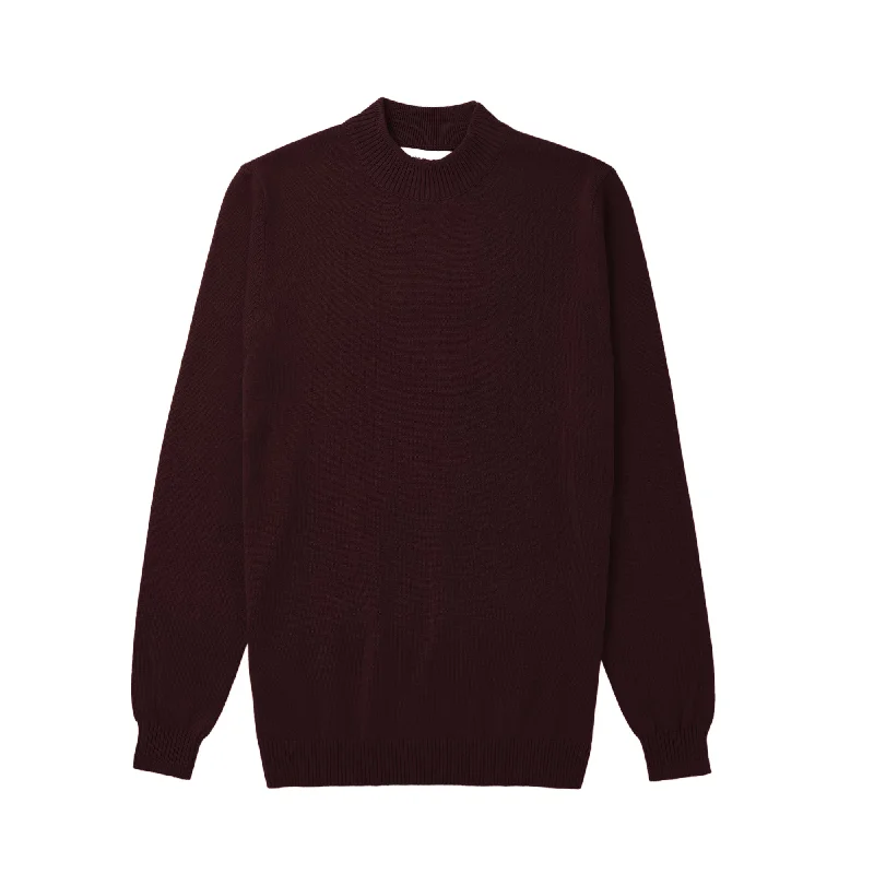 Long Sleeve Mock Neck Sweater by Lorenzo Franco - Burgundy