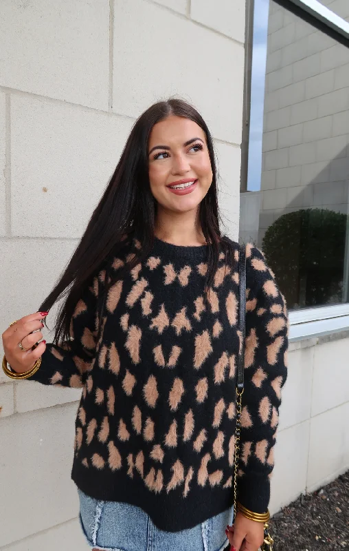 Animal Print Crewneck Sweater