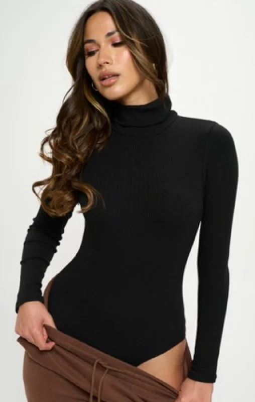 Multi-Ribbed Mock Neck Bodysuit