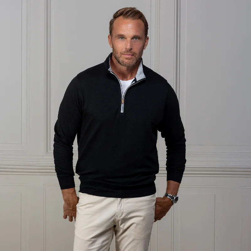 Black Heather Cloud Cotton Quarter Zip Pullover