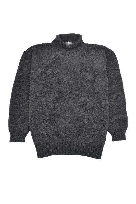 Mens Chunky Roll Neck Jumper - Mid Grey