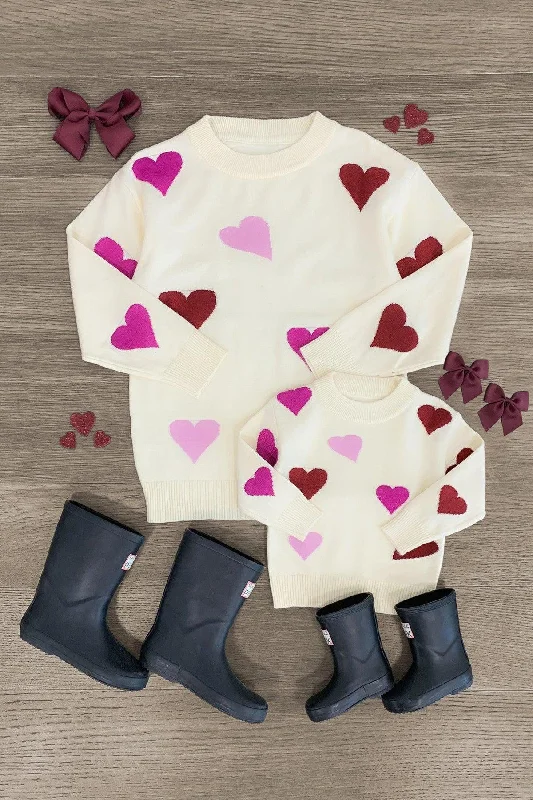 Mom & Me - Cream Heart Sweater