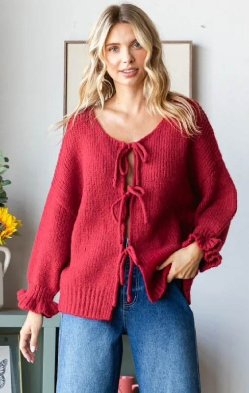 Tie Front Knit Sweater