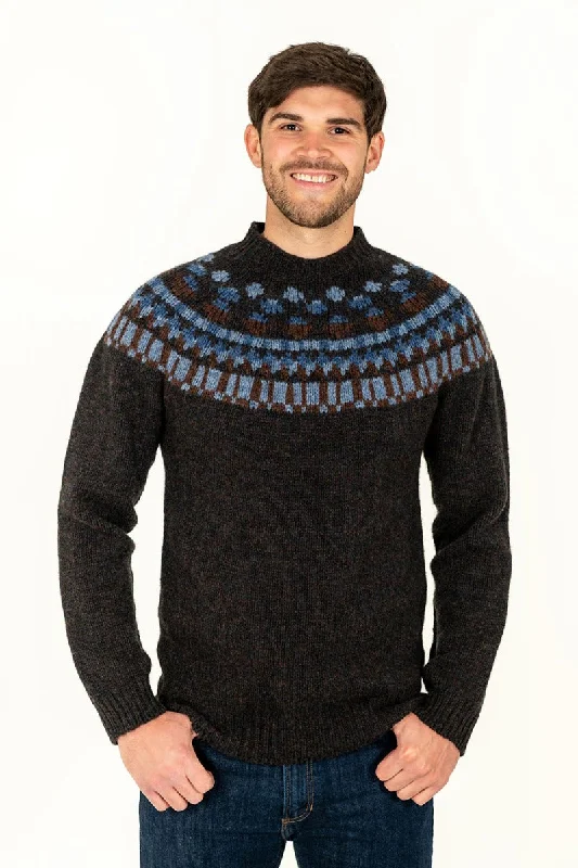 Mens Fair isle Staffa Yoke Jumper - Brown