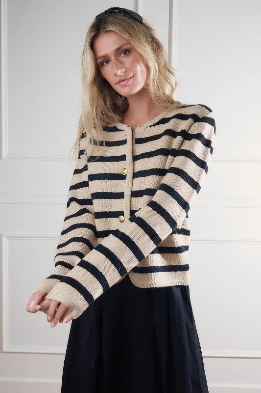 Zuri Taupe & Black Striped Sweater