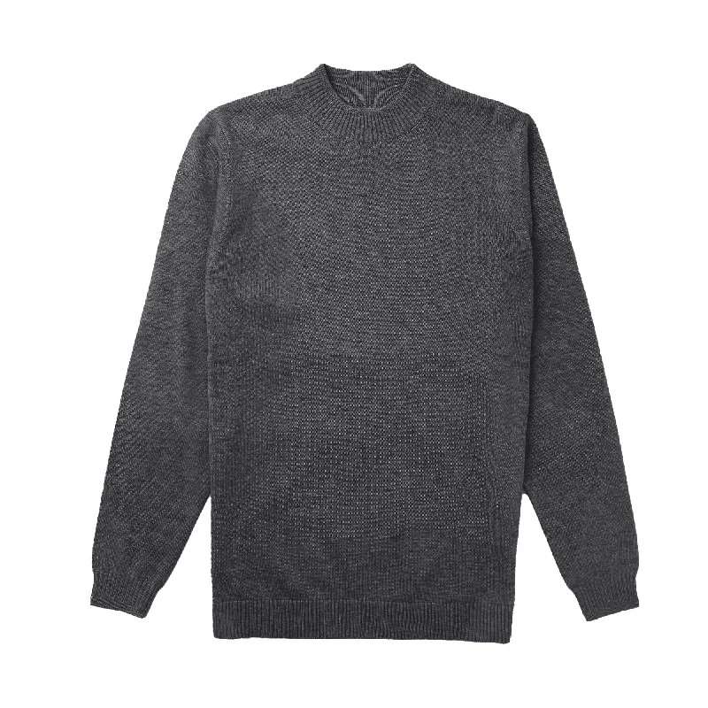 Long Sleeve Mock Neck Sweater by Lorenzo Franco-Charcoal