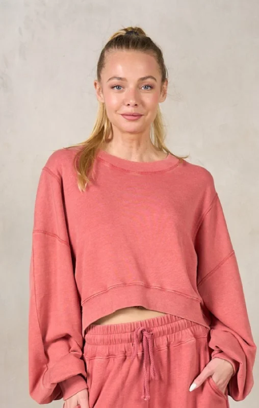 Leah Ribbed Semi Crop Sweatshirt