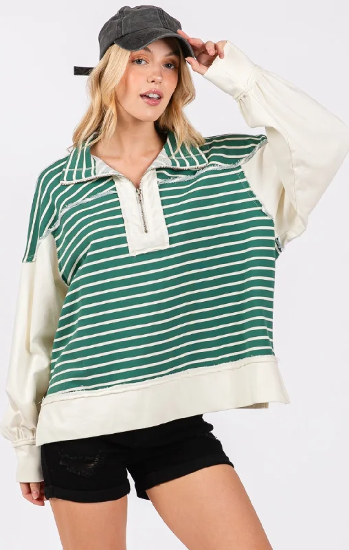 Half Zip Stripe Sweatshirt