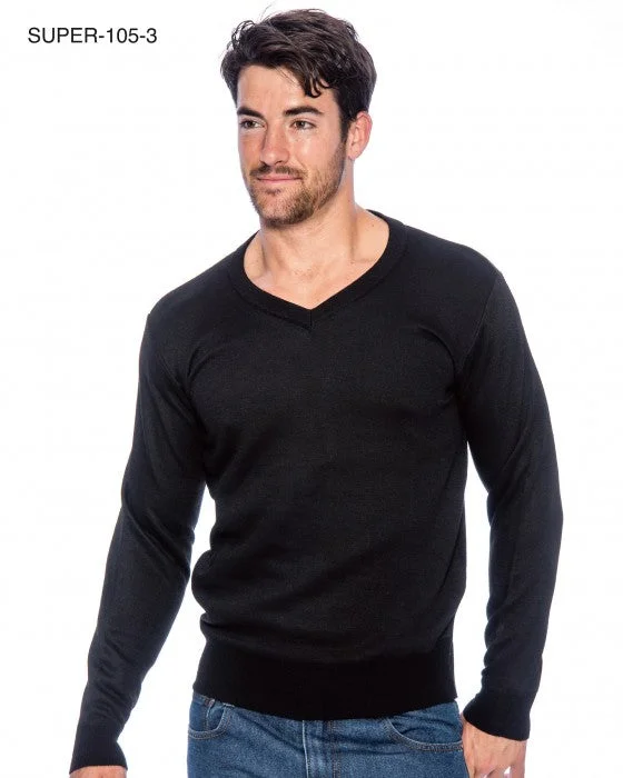 Leonardo Gavin V-Neck  Long Sleeve-Black