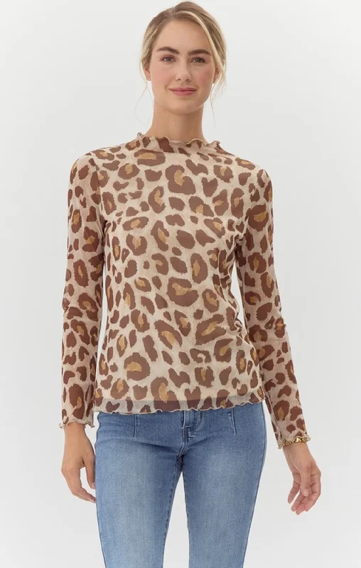 Light Leopard Mesh Top