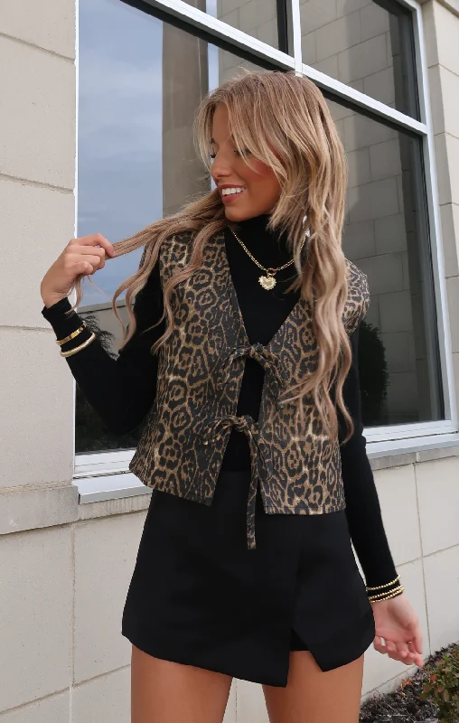 Lilie Leopard Print Tie Vest