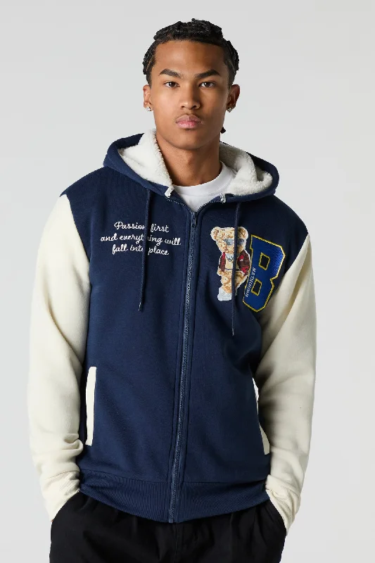 Sherpa Lined Fleece Varsity Hoodie