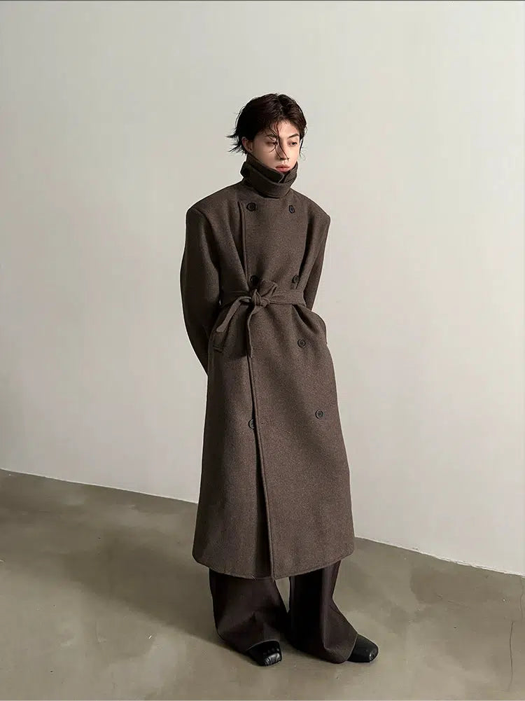 Classic Woolen Double-Breasted Coat