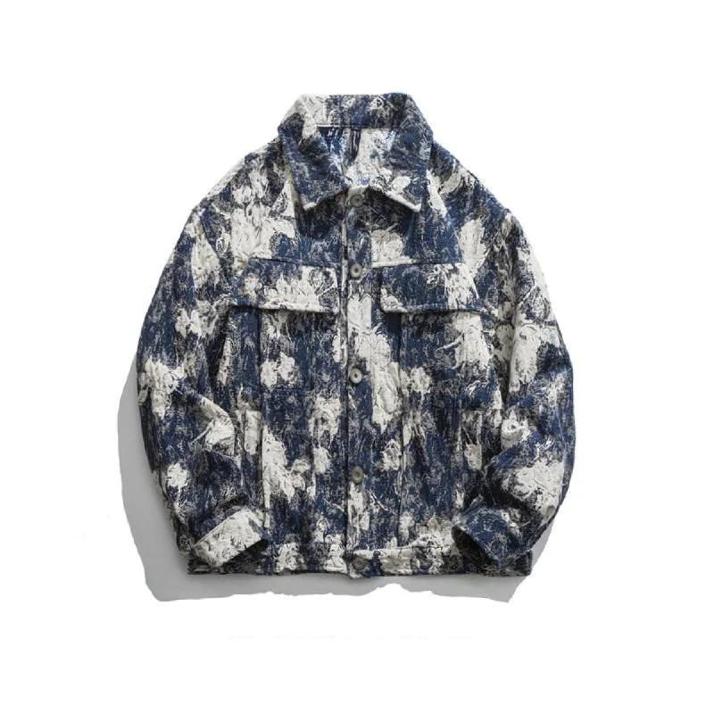 Color-Blocked Snowflake Denim Jacket