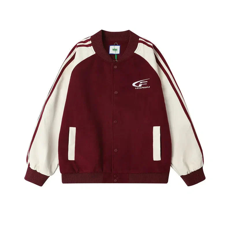 Contrasting Color Stitching Baseball Uni Jacket