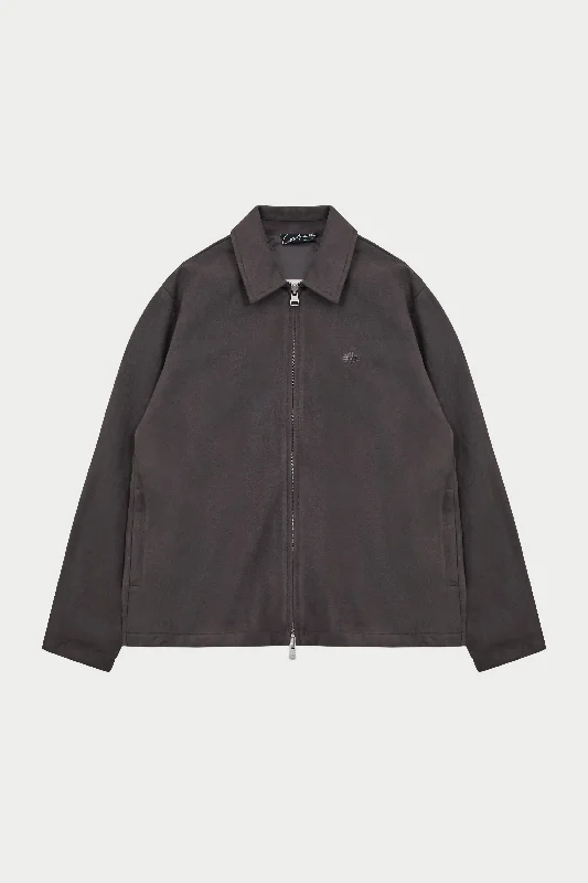 FAUX SUEDE WORKER JACKET - CHARCOAL