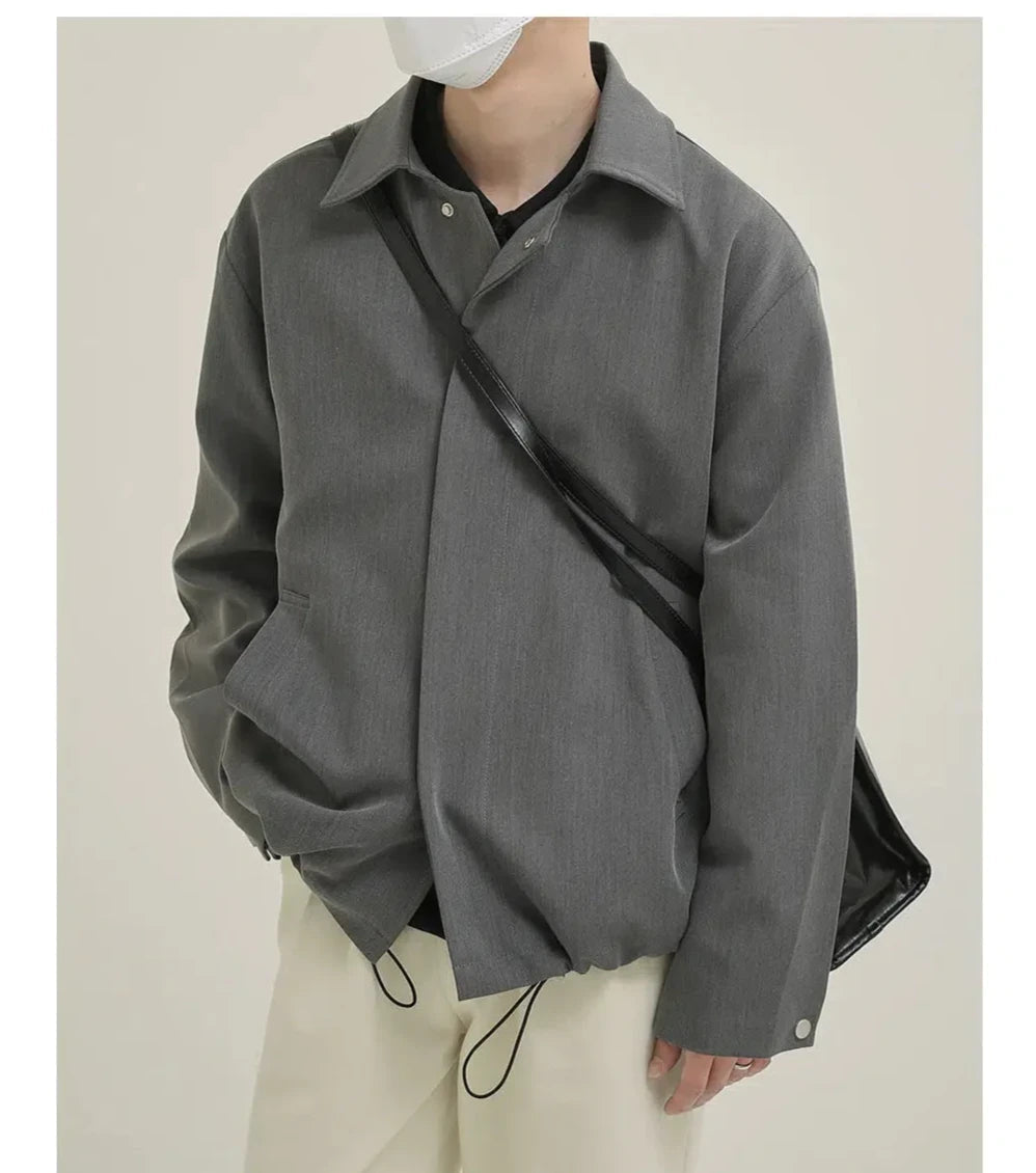 Gray Placket Button-down Jacket