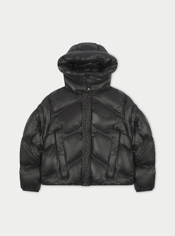 ZIPPER SLEEVE DETAIL PUFFER - BLACK