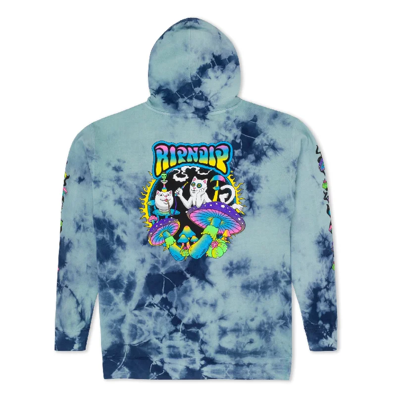 Psychedelic Garden Hoodie (Navy/Aqua Lightning Wash)