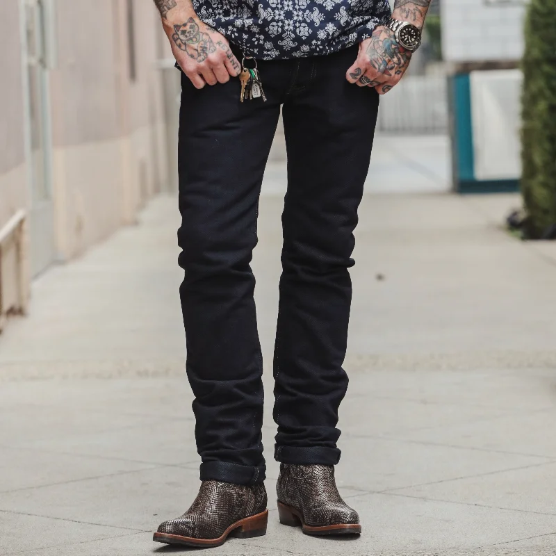 Iron Heart IH-777S-21OD 21oz Super Slim Tapered Jean Indigo Overdyed Black