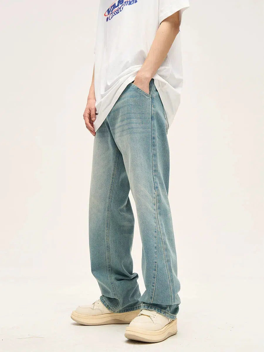 Basic Light Blue Straight-leg Jeans