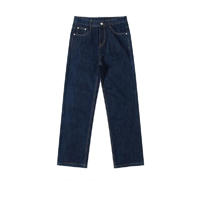 Basic Washed Straight Jeans