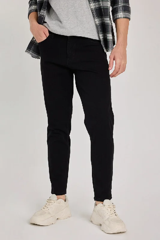 Black Tapered Fit Jeans