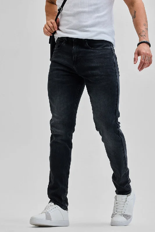 Charcoal Grey Tapered Fit Jeans