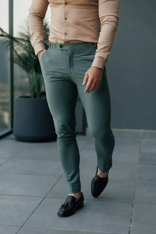 Father Sons Slim Formal Khaki Stretch Trousers with Side Adjusters - FST026 