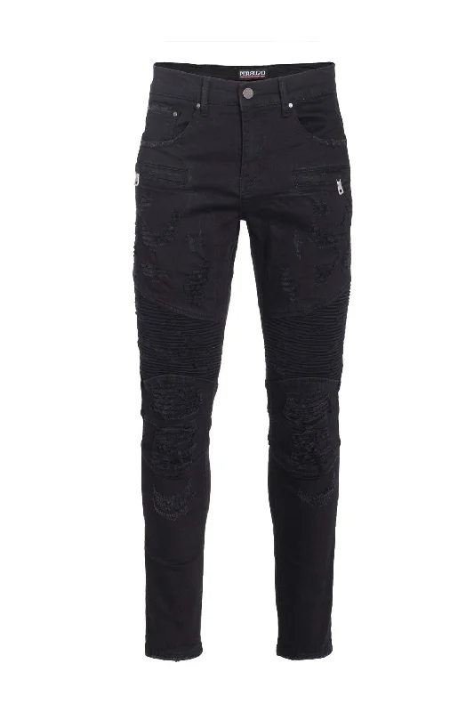 Jet Black Moto Jeans (7550)