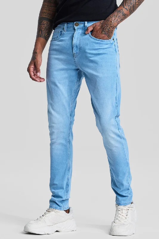 Light Blue Tapered Fit Jeans