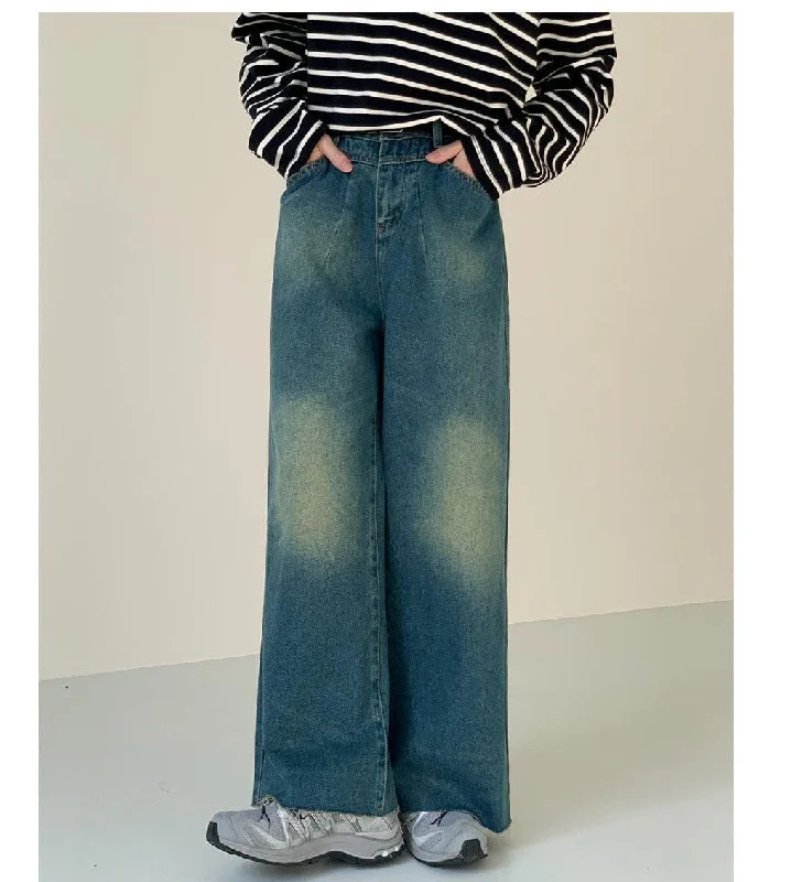 Raw Edge Wide-leg Jeans