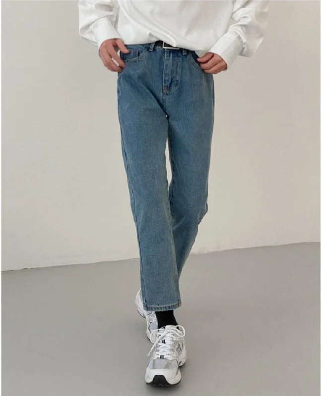 Straight-leg Basic Blue Jeans