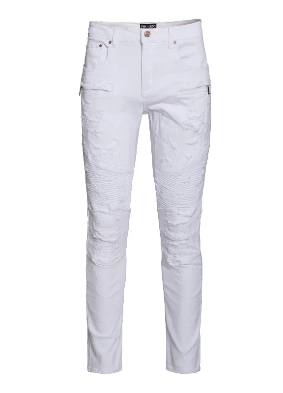 White Moto Jeans (7556)