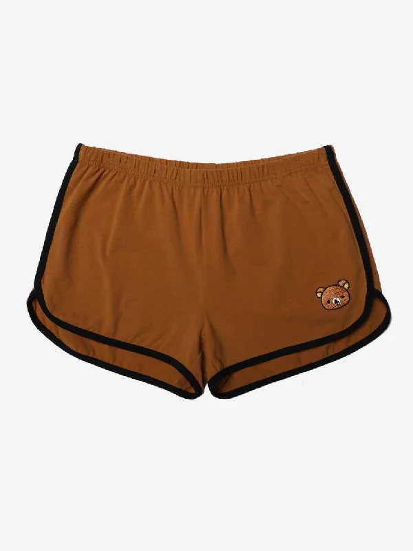 Embroidered Brown Shorts