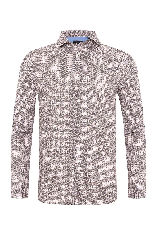 Roll Up Collar Paisley Print Shirt