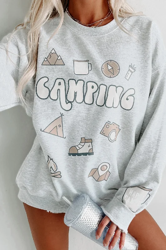 What A "Happy Camper" Graphic Crewneck (Ash Grey) - Print On Demand