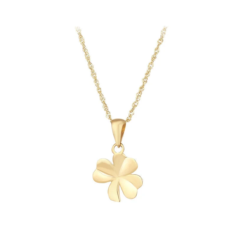 14K Gold Small Shamrock Necklace