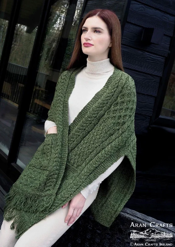 Aran Crafts Pocket Shawl | Green