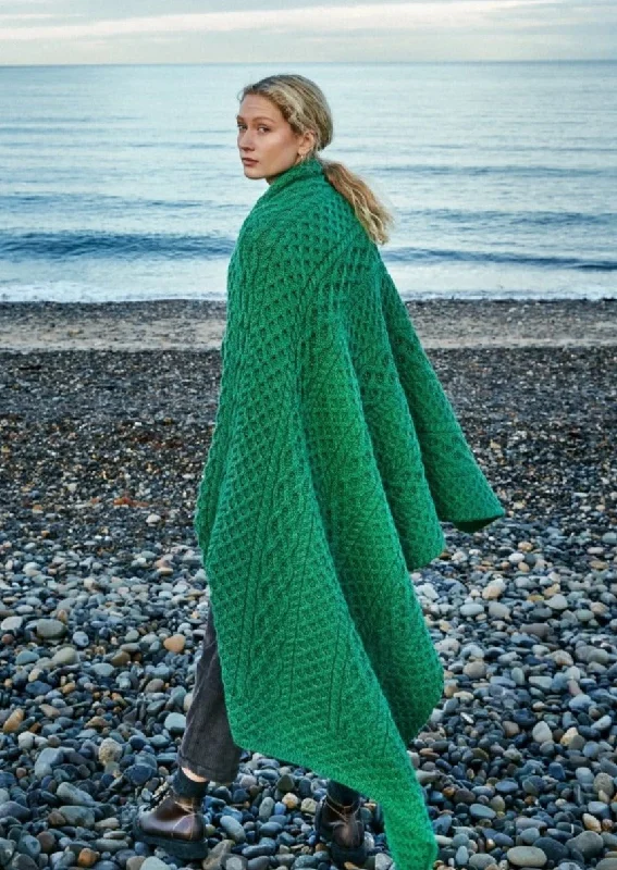 IrelandsEye Aran Merino Throw | Green Marl