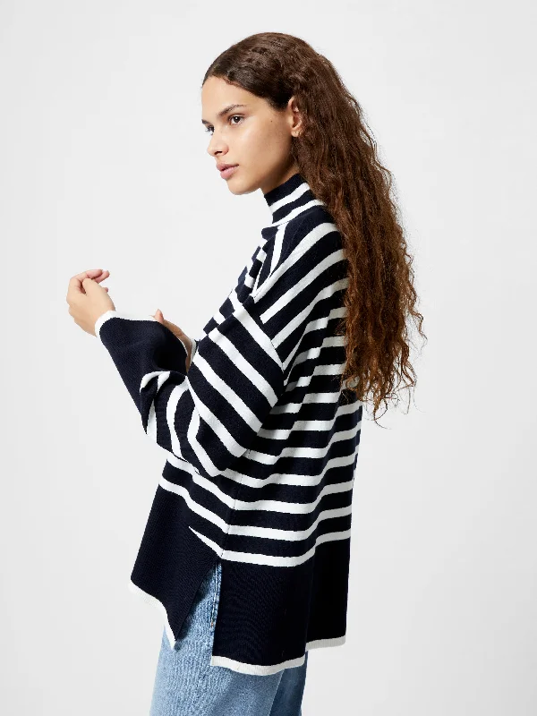 Babysoft High Neck Striped Side Split Jumper