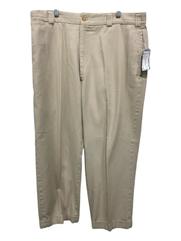 Bills Khakis Size 37 Light Beige Cotton Blend Solid Pleats Khakis Men's Pants