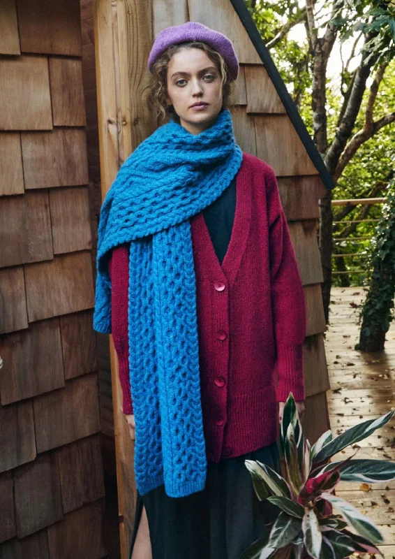 IrelandsEye Diamond Aran Scarf | Blue