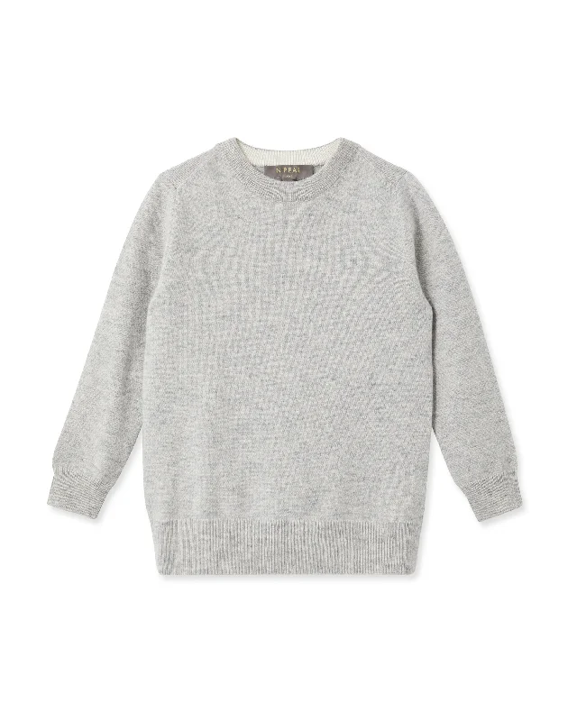 Boys Round Neck Cashmere Sweater Fumo Grey