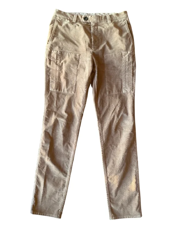 Brunello Cucinelli Size 48 Tan Cotton Cordouroy Cargo Pocket Khakis Men's Pants