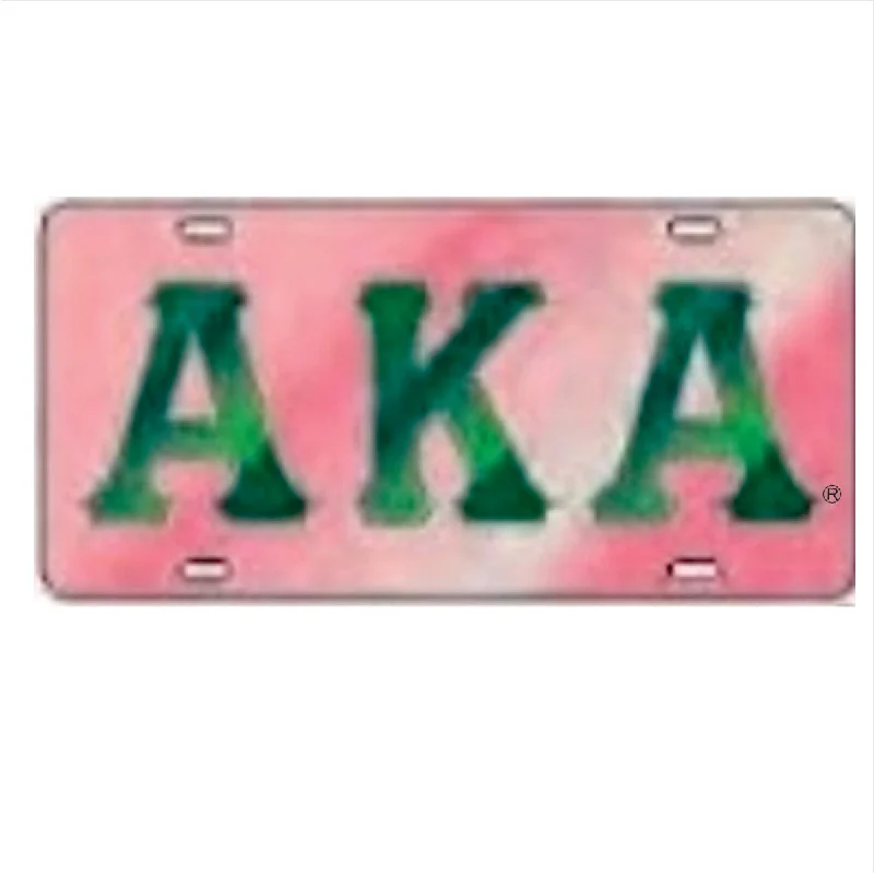 AKA Pink Color Inlaid Mirror Auto Tag