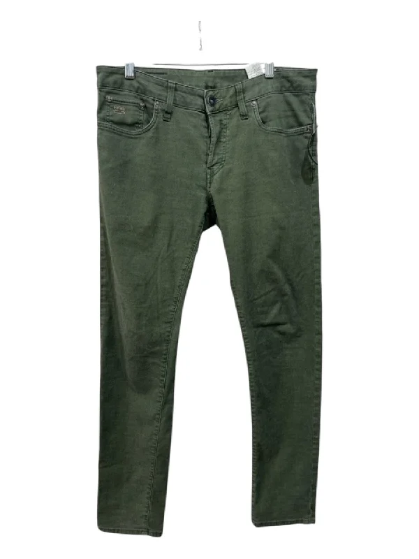 G Star Size 32 Green Cotton Blend Solid Jean Men's Pants