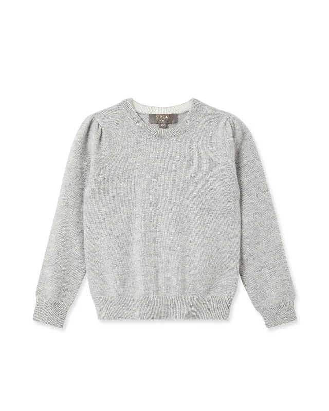 Girls Round Neck Cashmere Sweater Fumo Grey