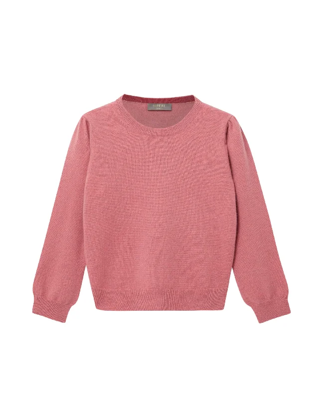 Girls Round Neck Cashmere Sweater Heather Pink