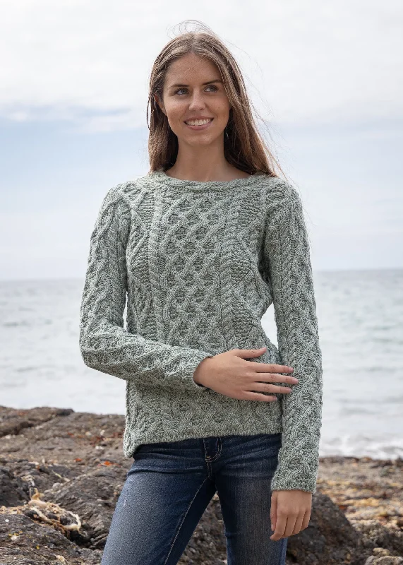 Women's Lambay Aran Sweater | Sage Marl